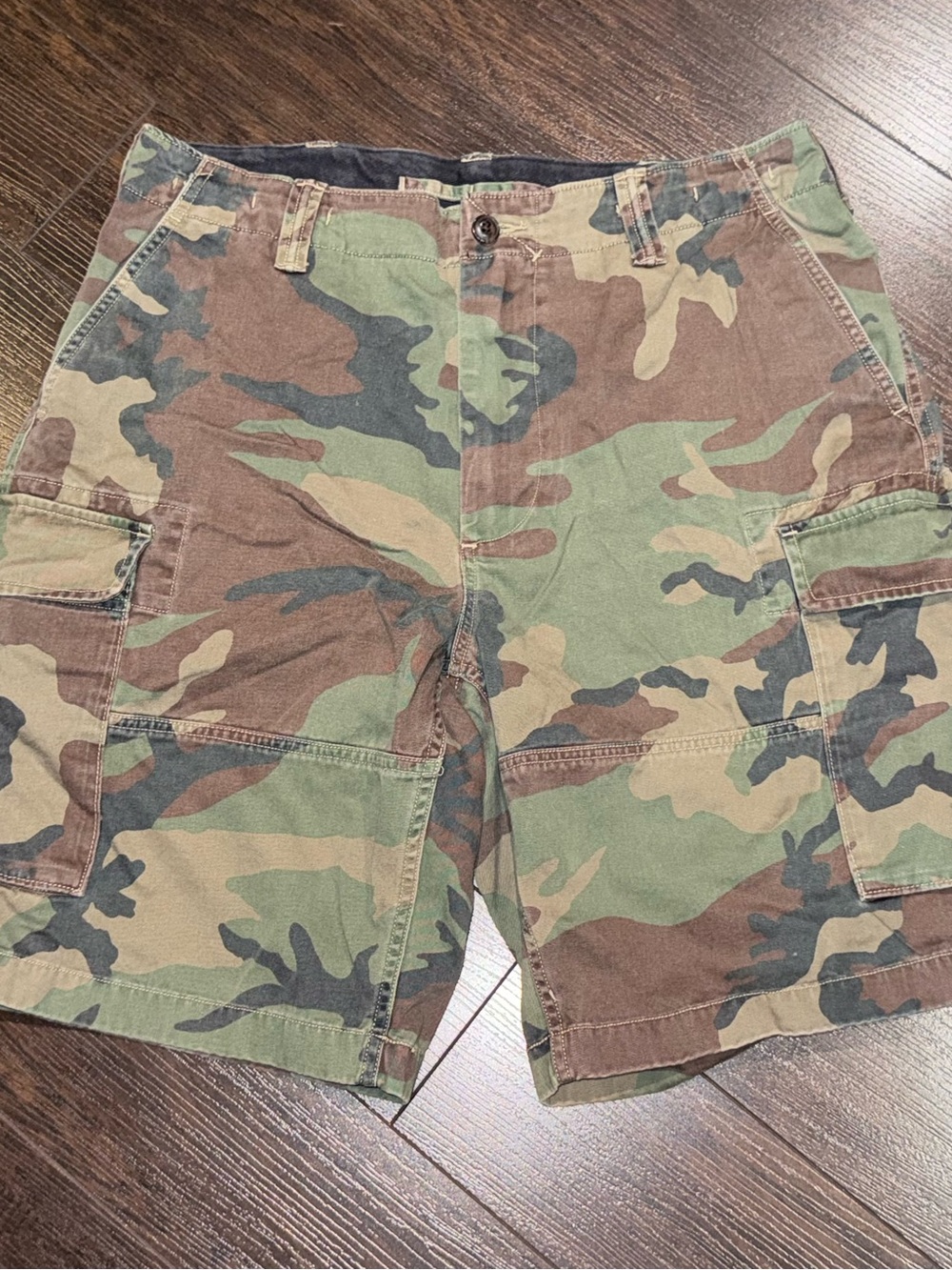 Polo Ralph Lauren Mens Size 32 Woodland Camo Cargo 10” Shorts Military Baggy